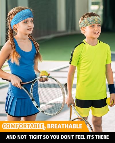 Image of Vinsot 18 Pcs Sweatbands for Youth Kids, Sports Headbands Boys Girls Breathable Athletic Sweatbands Elastic Wicking Hairband Mesh for Baseball Basketball Yoga Football Running(Camo,Vigorous)
