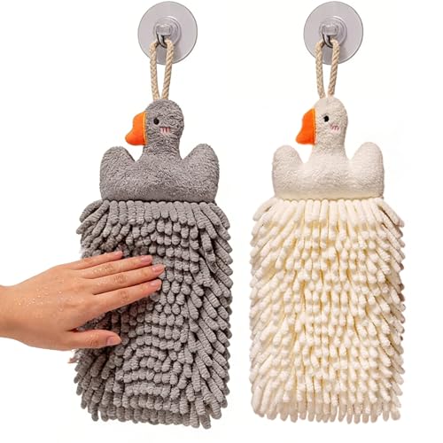 Toalla de mano Fuzzy Ball – Esponja de felpilla de secado rápido con forma de ganso suave | Esponja de secado a mano, para niños, baño, cocina, hogar, perro, cachorro, gato, frutas, estufas