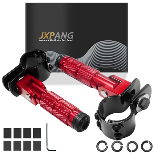JXPANG M8 Motorcycle Folding Rearsets Foldable Motorbike Footrest Bicycle Footpegs Foot Pegs Pedal Passenger Pedal Universal For Electric Car Motorbike Mini Bike Dirt Pit (Red Type A)