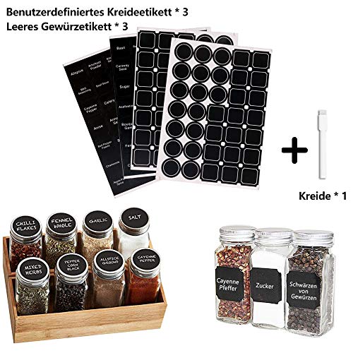MEckily 24er Set Gewürzglas- Gewürzgläser Quadratische Glasbehälter Füllmenge 120 ml,10,5 x 4,3 cm Luftdichte Kappe… - Image 5