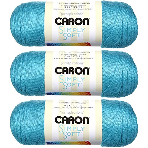 Caron Simply Soft Brites Yarn (3-Pack) Blue Mint H9700B-9608