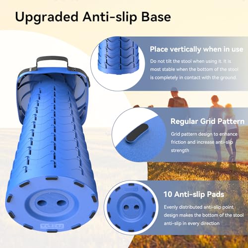 Image of 2026 Upgraded Collapsible Stool, Portable Folding Stool, Telescoping Camping Stool with Max Load Capacity 485lbs, Square Retractable Seat for Camping Gardening Fishing Hiking BBQ [Blue]