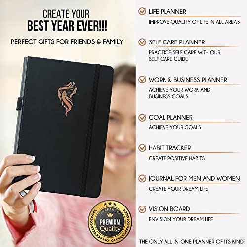 Image of Life Planner - Undated Daily, Weekly & Monthly Planner with Budget Section | A 12 Month Journey to Increase Productivity & Happiness | Life Organizer & Gratitude Journal - Horizontal Format