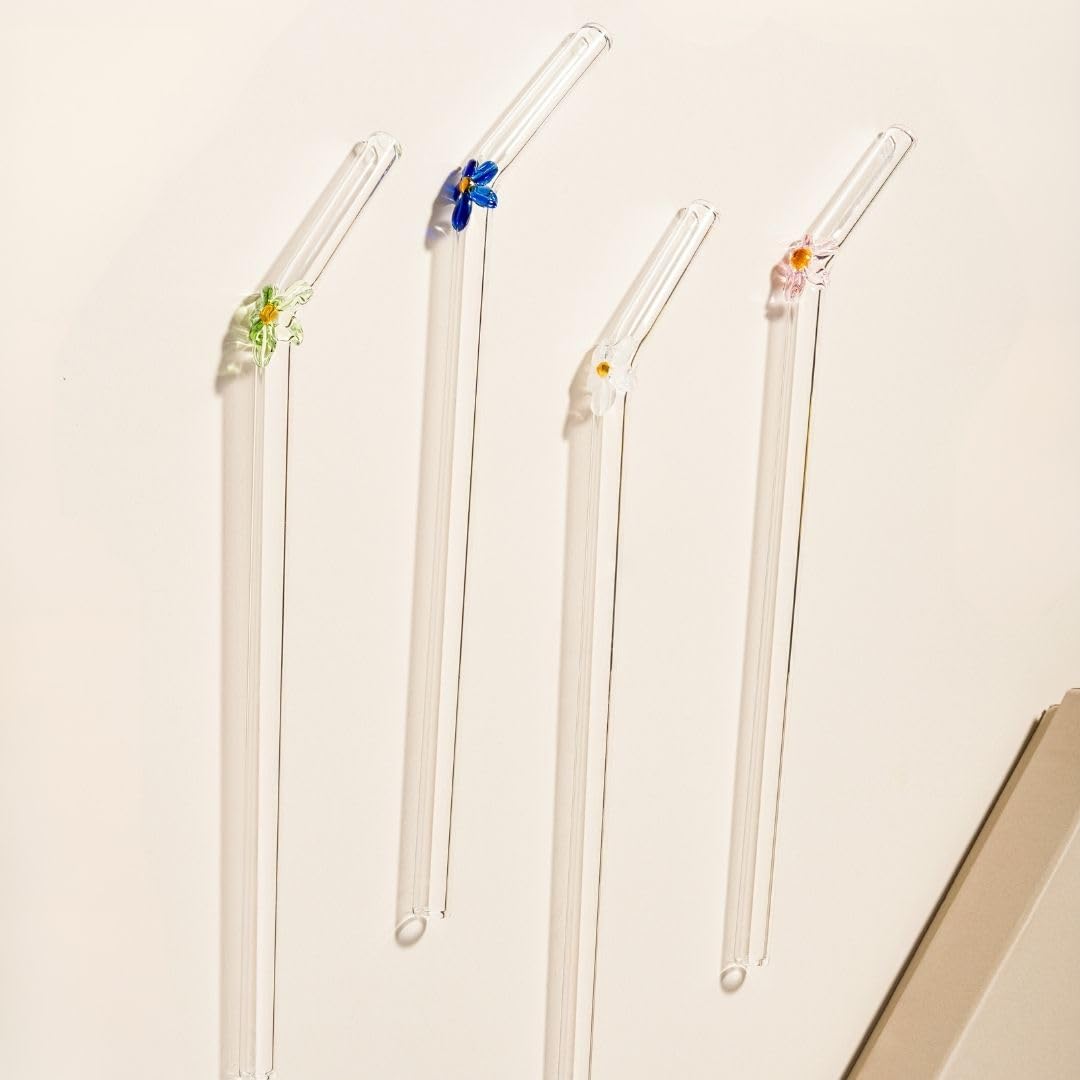 The Empty Space Set of 4 Reusable Glass Straws, Colorful Cute Flower Straws with Gift Packaging for Smoothies, Milkshakes, Juices, Teas, Perfect for Parties & Gifts | 7 inch Height 4 PCs (B0DFWRYTRD) Amazon Price History, Amazon Price Tracker