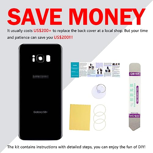 Uoofide G-A-S8+-MIDNIGHT BLACK Compatible For Samsung Galaxy S8+ Back Cover Glass Replacement 6.2-Inches Sm-G955 All Carriers thumb #4