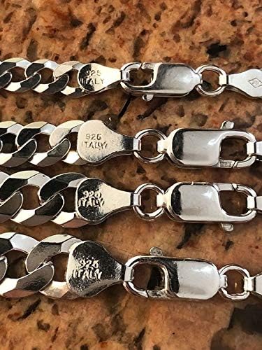 Miniatura 4 de HarlemBling Cadena cubana plana para hombre plata de ley 925 maciza fabricada en Italia 18-30 pulgadas 0157in 0197in 0236in 0276in 0315in Metal No