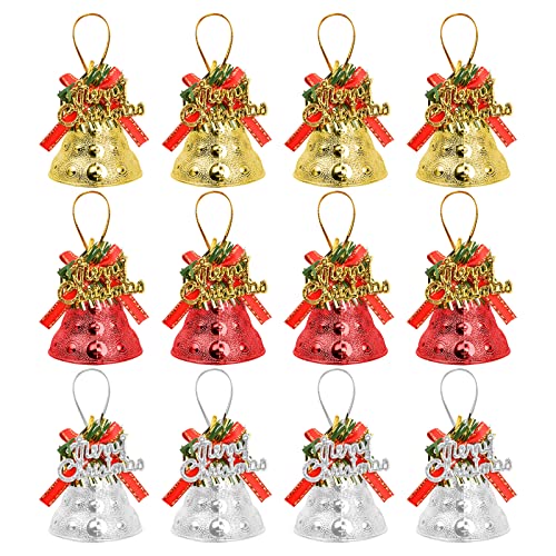 12 Pzs Cascabeles Navidad Campanas Adornos de árbol de Navidad Cascabeles Manualidades Coloridos Campanas Colgantes de Navidad Cascabeles para Decoración Navideña Jingle Bell para Hogar Fiesta Navidad Cover