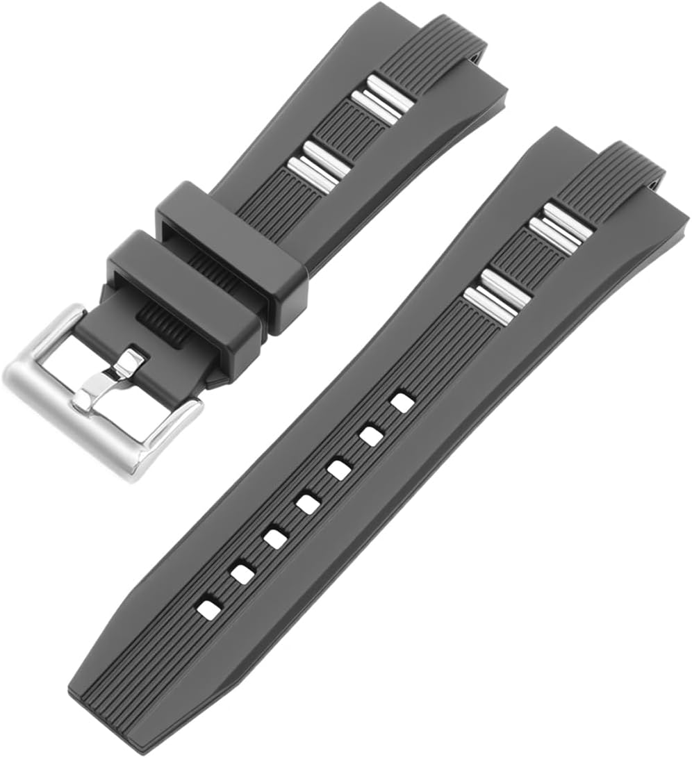 Compatible with Diagono Watch 21mm x 8mm Band, Soft Silicone Rubber Replacement Strap for Diagono Watch Women and Men, Black