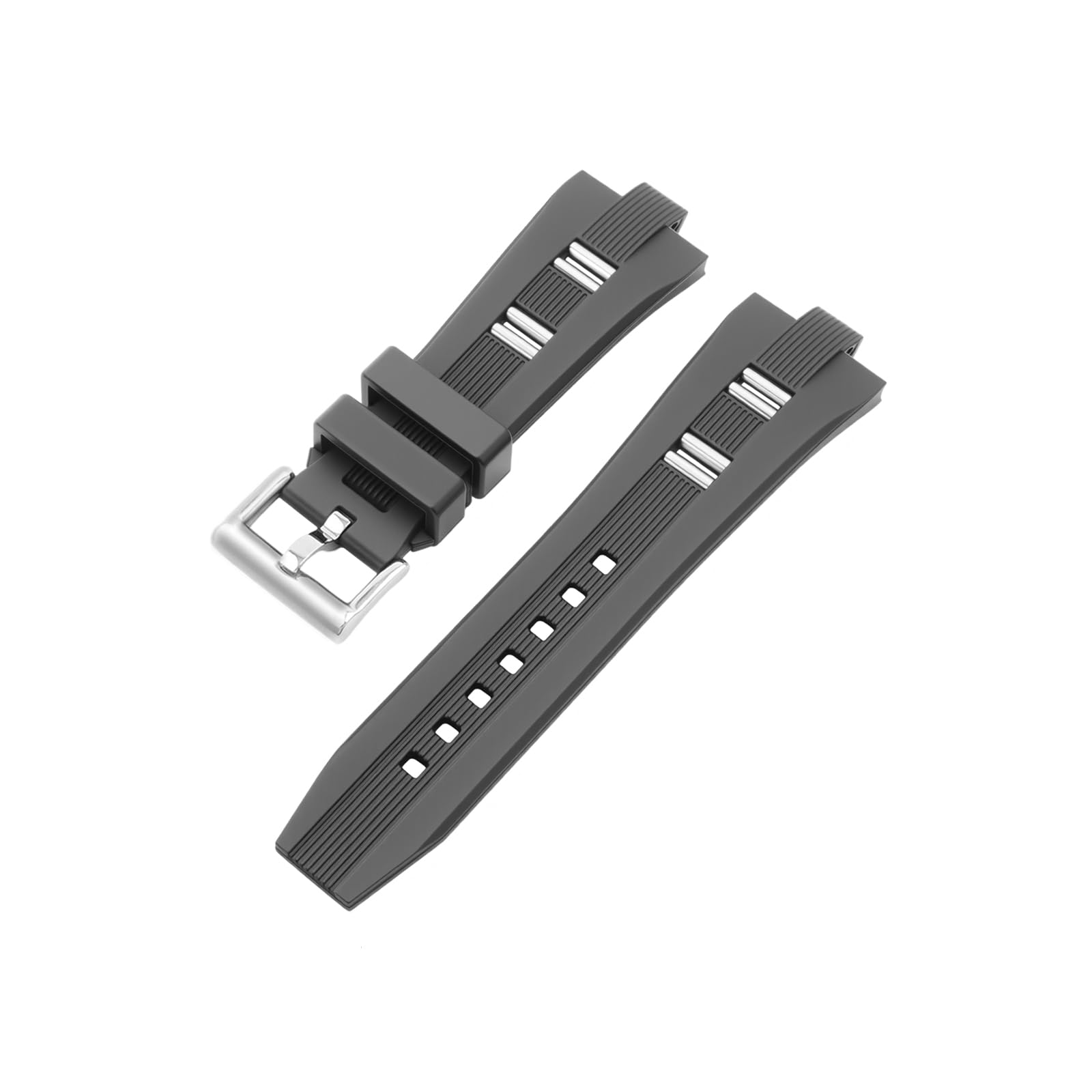 Bracelet de rechange en silicone souple compatible avec montre Diagono de 21 mm x 8 mm, pour homme et femme, noir