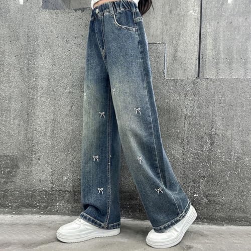 Girls Cargo Pants 2025 High Waist Baggy Wide Leg Jeans with Multi Pockets Streetwear Denim Trousers for Teens and Kids3