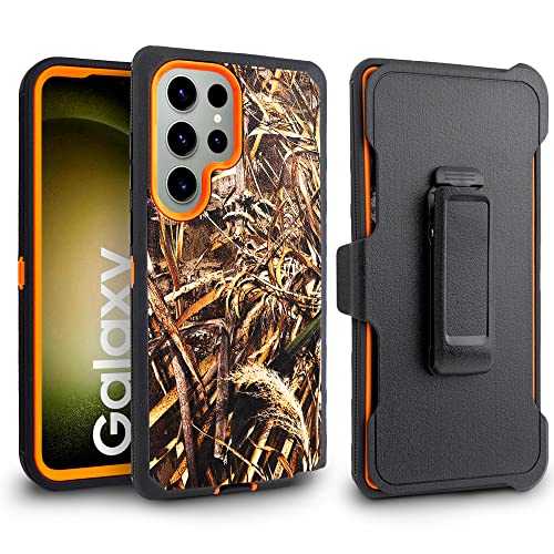 Customerfirst Compatible for Samsung Galaxy S23 Ultra Case, with Belt Clip Holster Heavy Duty Rugged Shockproof Full Body Protection Kickstand Cover with Built in Screen Protector (Camo)