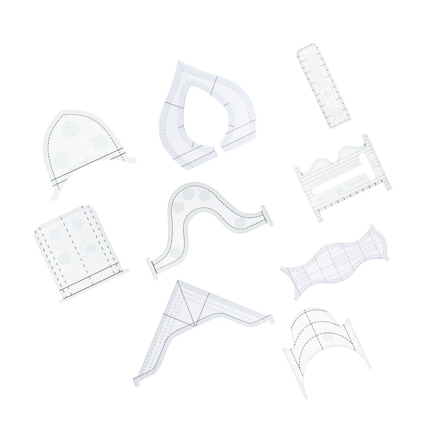 Set di 9 Righelli per Patchwork in Acrilico, Template da Cucito | Trapuntatura e Taglio Tessuto, Formato Compatto, Strumento DIY per Lavori di Cucito