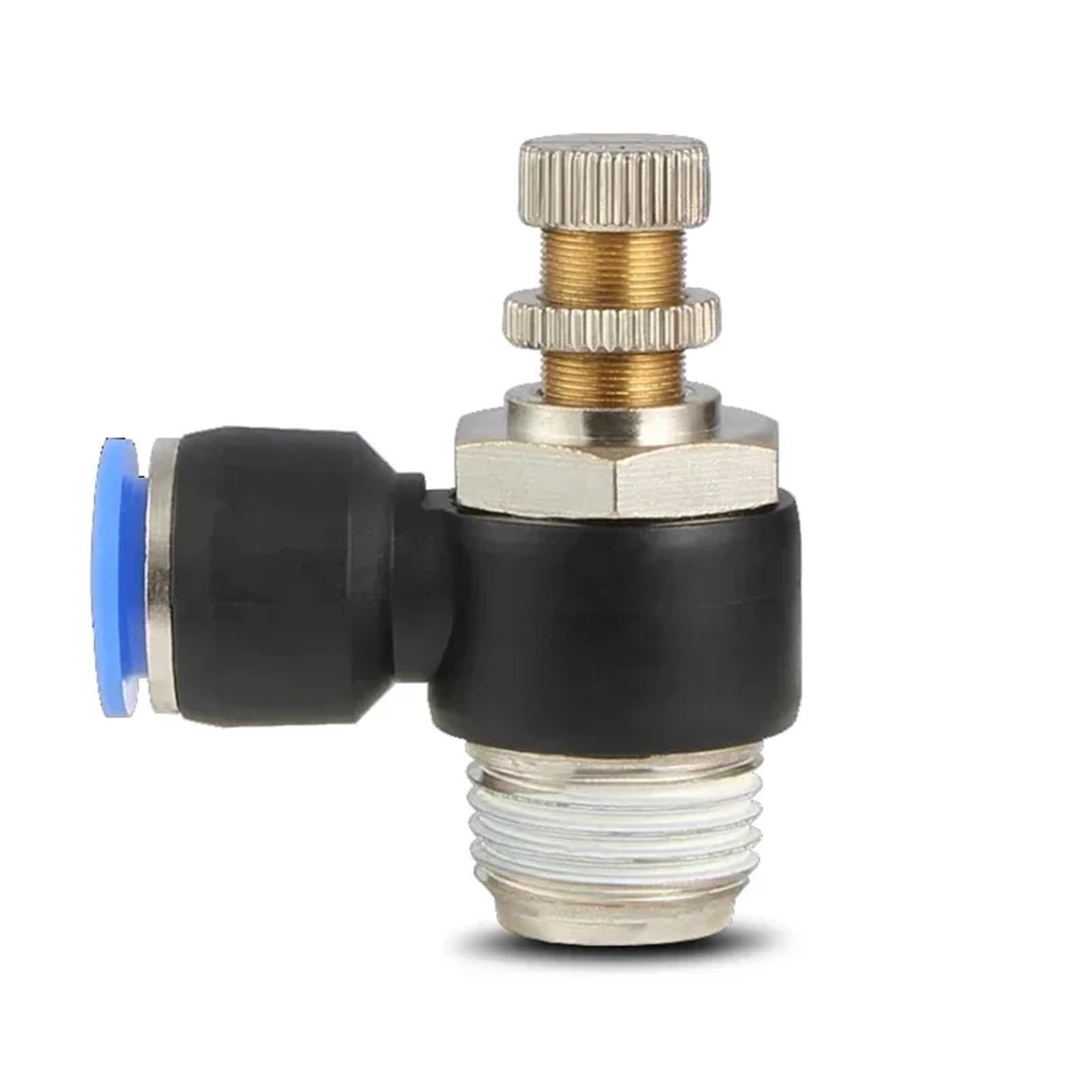 5PCS SL Series Brass Throttle Valve with 90° Elbow Control Valve Push-in OD 4/6/8/10/12mm(SL4-M5)