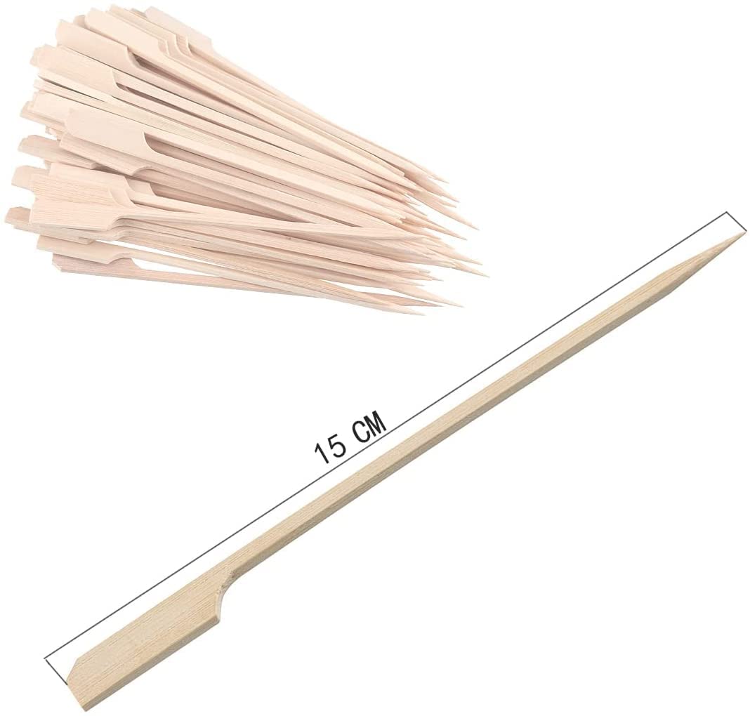 100 palitos para Comer con los Dedos, brochetas de bambú para Asar brochetas de bambú, bocadillos de Frutas, palitos de Postre (15 cm)
