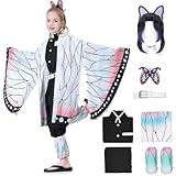 yawclaw Anime Cosplay Costume Kids Shinob Costume Kimono for Girls with Wig Halloween Cosplay Outfit Full Set