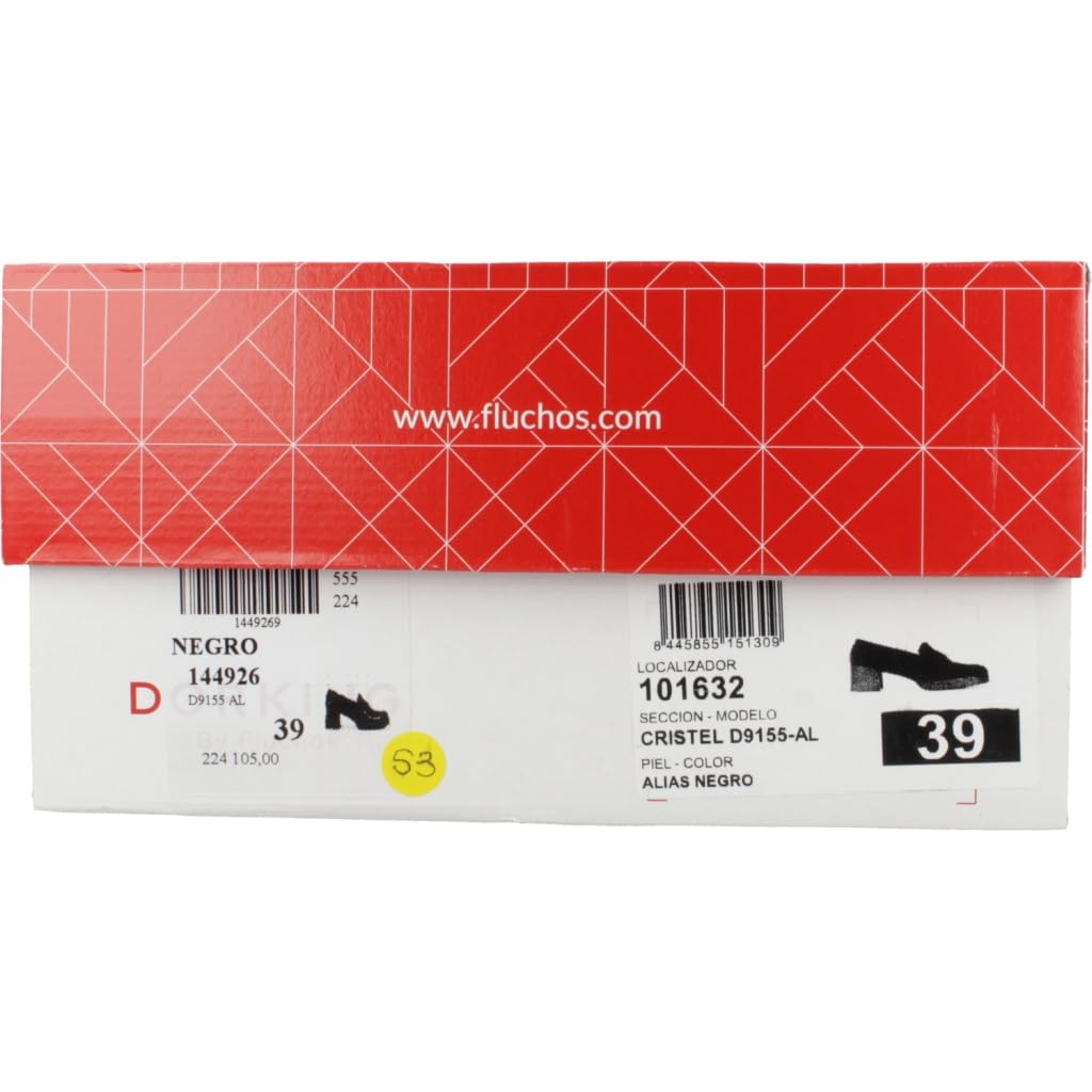 Dorking - Zapato mocasín con tacón Ancho de 7cm,Plataforma de 2cm, de Piel,Adorno Cadena,Negro, para: Mujer