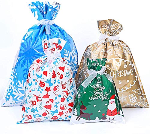 KEPLIN 30 Pack Kerstvakantie Gift Wrapping Tassen Goody Tassen Party Favour Pouch met lint Ties voor geschenken en feestversieringen