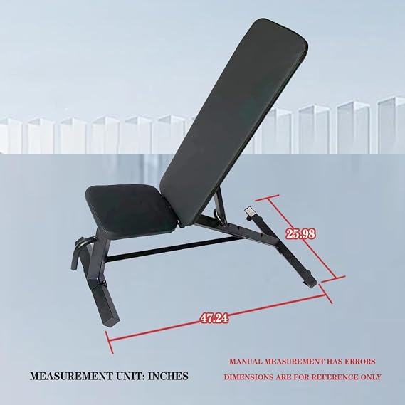 Reclining Adjustable Weight Bench, Folding Exercise Bench Folding Strength Training Weight Bench for Home Gym, Total Body Workout