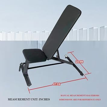 Reclining Adjustable Weight Bench, Folding Exercise Bench Folding Strength Training Weight Bench for Home Gym, Total Body Workout