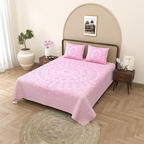 Image of Opulent Collection Double Bedsheet with 2 Pillow Cover | 100% Cotton Bedsheets for Double Bed | Handloom Bedsheet | Size 86x90 inches | King Size (90X102 Inches) (Plum, King)