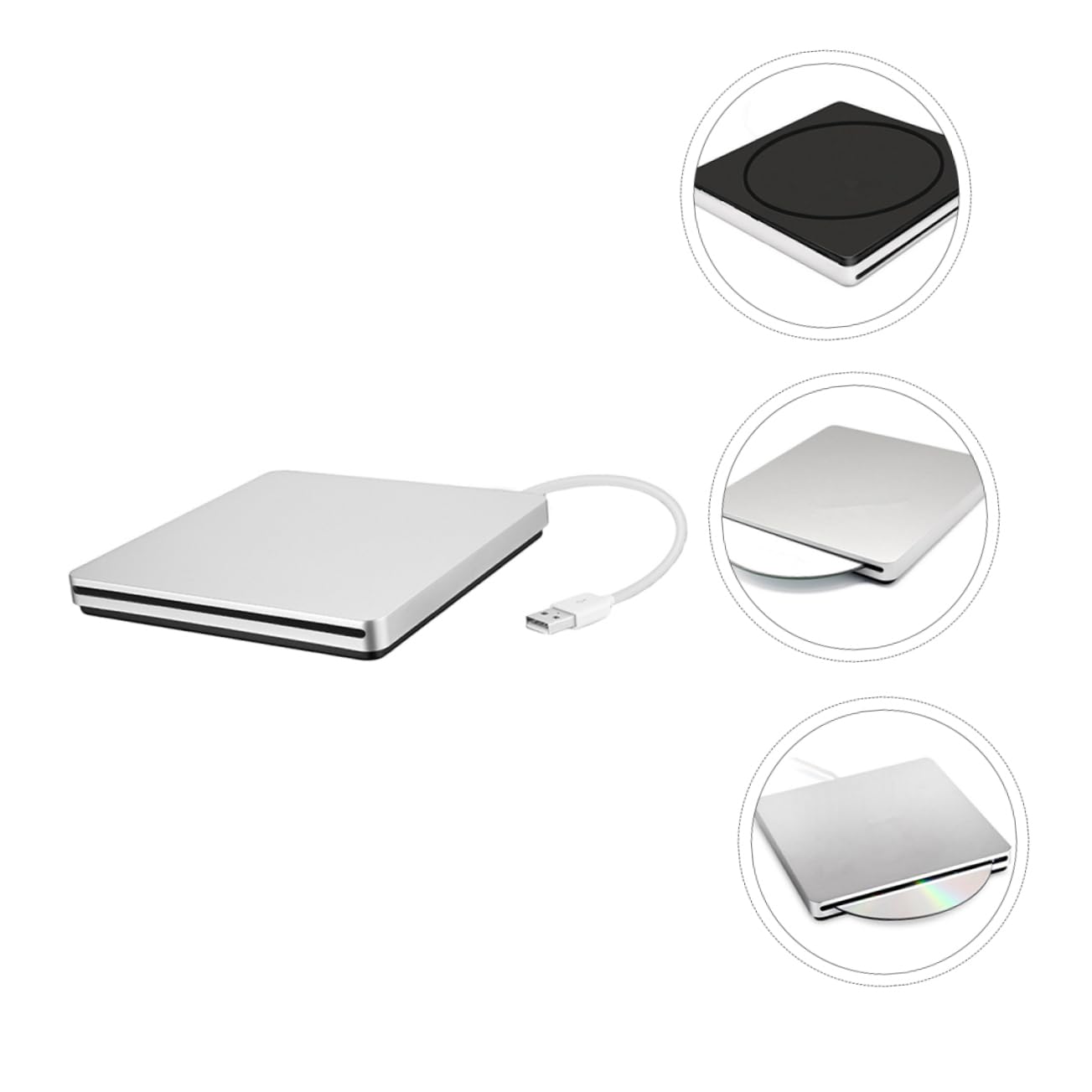 Operitacx Grabadora de DVD ROM USB 3.0 8X Abs Plata para Ordenador | Instalación de Sistema, Música y Cine, Copia de Seguridad de Datos, Uso Doméstico en Sobremesa