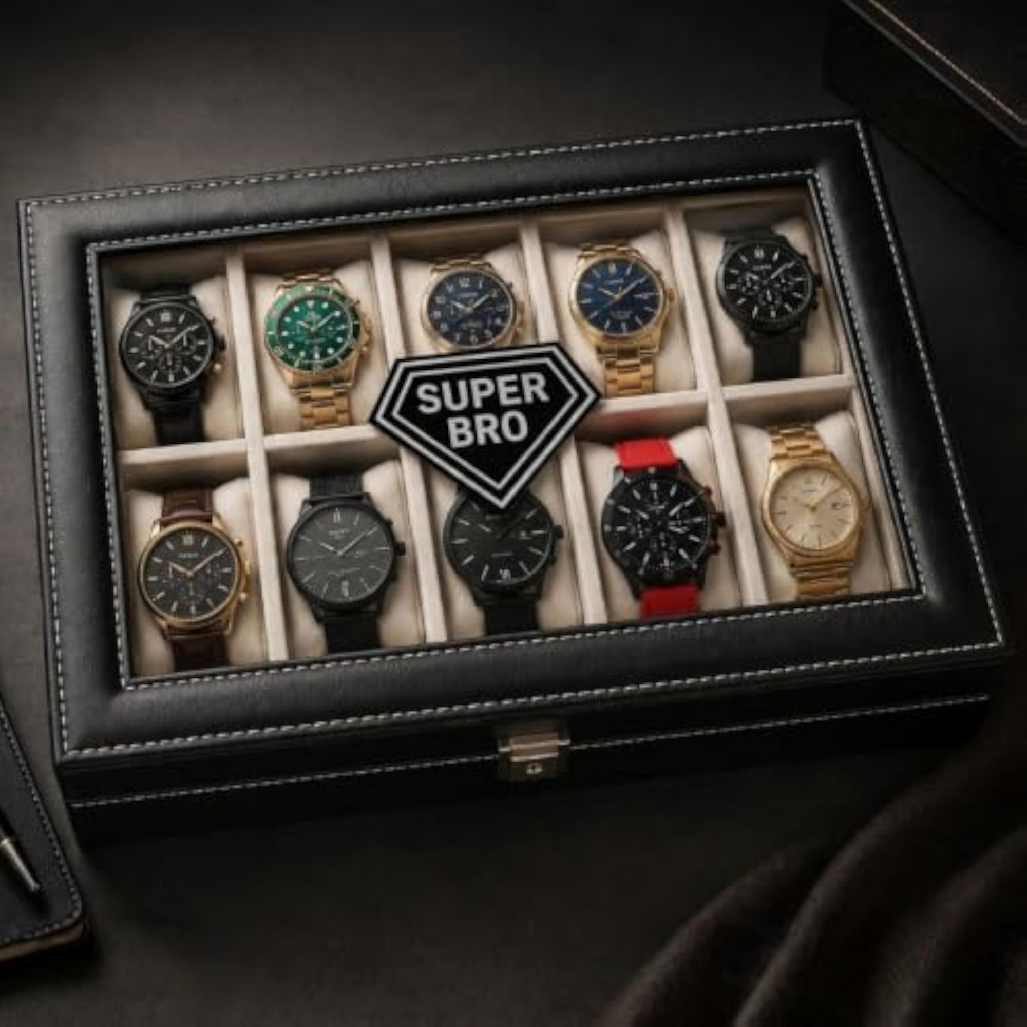 Watch Box Organizer for Men, 10 Slots