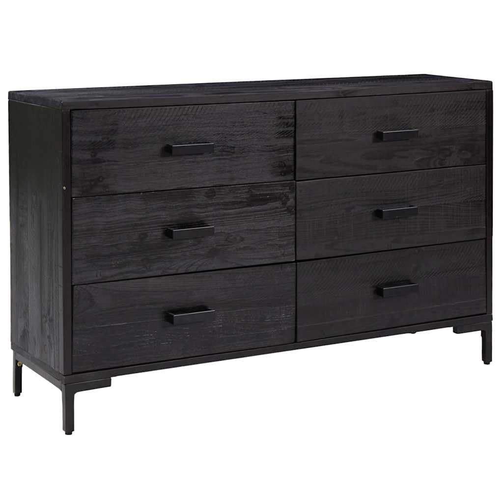 Credenza nera, 110 x 35 x 70 cm, in legno di pino