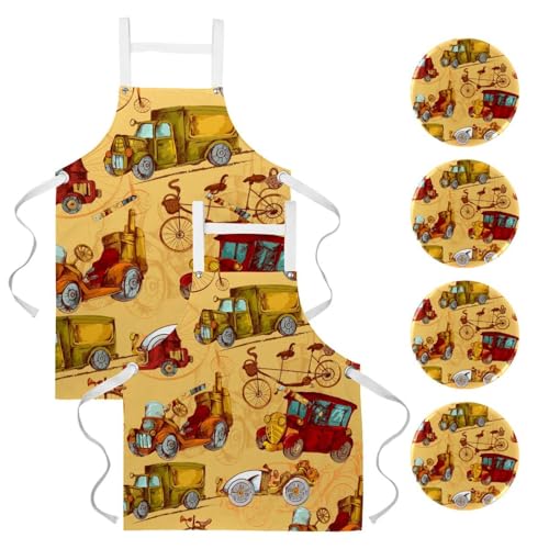 Tablier de serveuse lot de 2 de cuisine bistrot bar et nettoyage à motif rétro auto