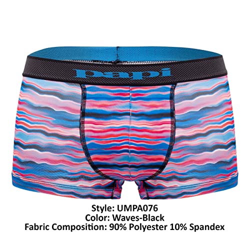 papi UMPA076 2PK Microflex Brazilian Trunks Color Waves-Black Size M4