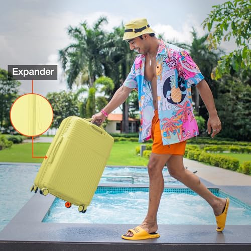 Image of Nasher Miles Krabi Expander Hard-Sided Polypropylene Luggage Set of 3 | 55cm, 65cm & 75cm | 8 Wheels Small, Medium & Large Trolley Bag for Travel | Suitcase (Yellow)