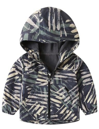 Happy Cherry Baby Boys Camo Jackets Toddler Waterproof Windbreaker Softshell Fleece Lined Coat Lightweight Windproof Outdoor Hoodie Jacket Outwear for Spring Fall