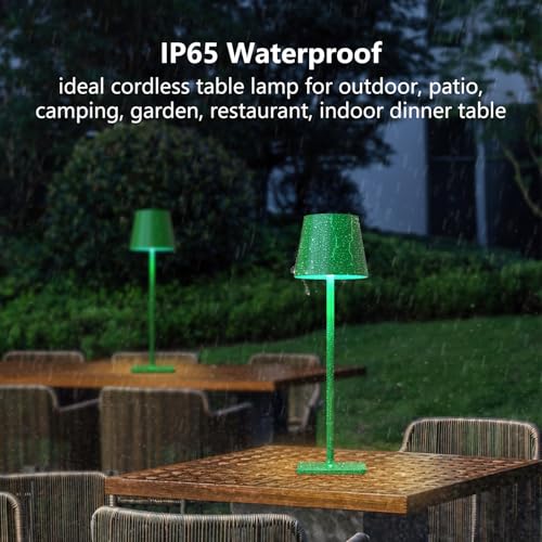 Image of Yogaret Green Cordless Table Lamp Set of 2-3 Color Stepless and Dimmable - for Restaurant Dining Bedroom Home Bar