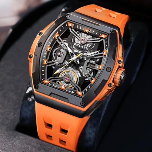 Image of OLEVS Men Automatic Watch Diamond Skeleton Mechanical Original Luxury Self Winding Wrist Watch for Men