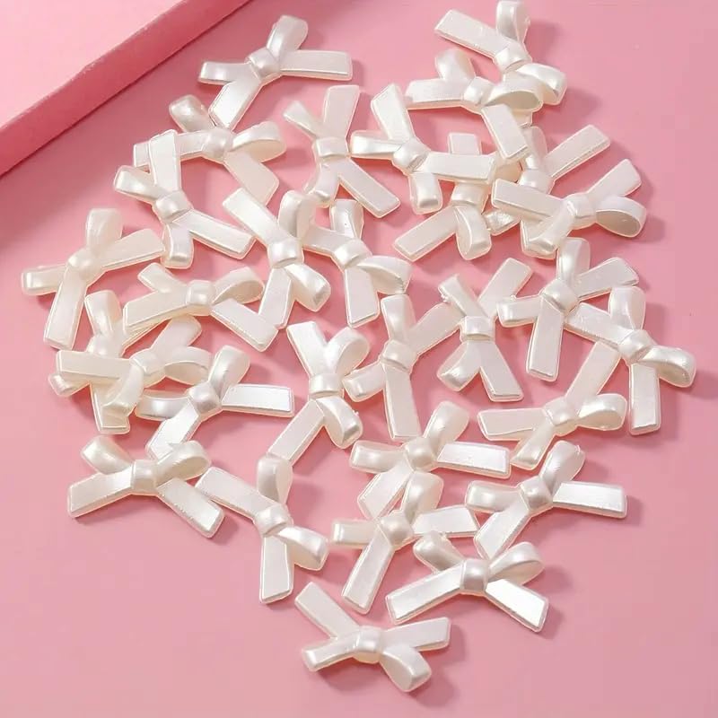 Decorative Satin Bow Beads, 20 Pack, White Pearl, ABS Plastic DIY Craft Accessories for Jewellery Making-picture-41