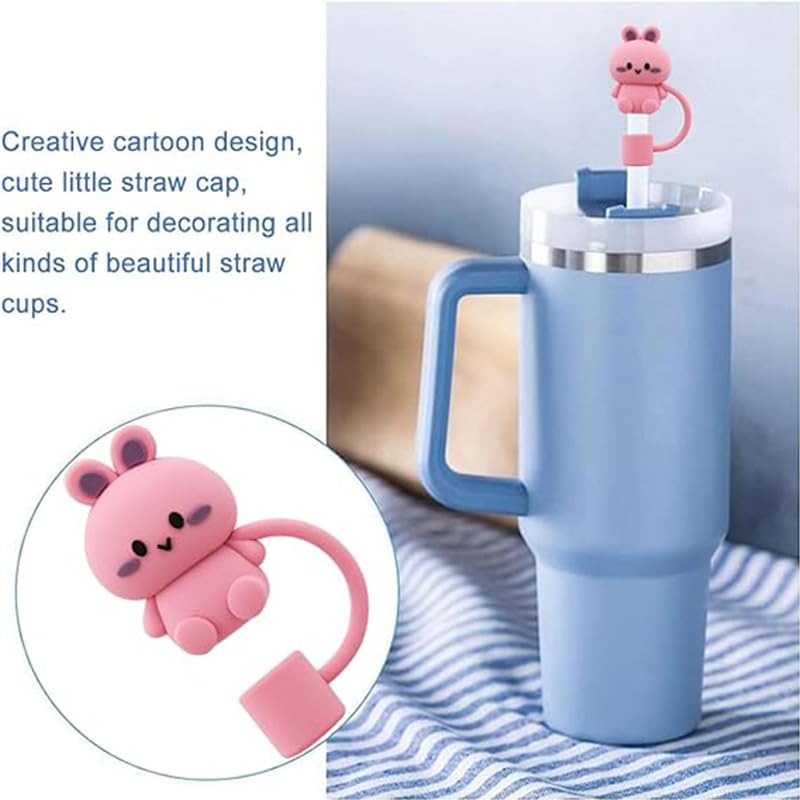 Image of Stanley Cup straw cap, straw cap compatible with 30 and 40 oz glasses with handle, 10 mm 0.4 inch dust resistant reusable straw cap, Christmas gift straw cap