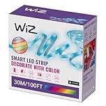 WiZ Smart RGB LED Strip Light, 30 m Cut to Fit, 16 Million Colors, Dynamic Scenes, Wi-Fi, Voice/App Control, Works with Google Home, Alexa and HomeKit, LED Lights for Bedroom, Kitchen, Living Room