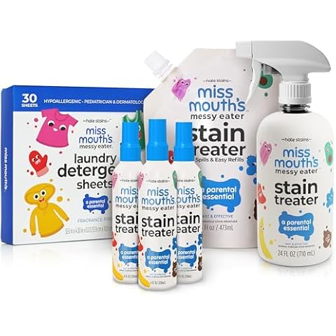 Miss Mouth's Messy Eater Stain Treater Ultimate Laundry Bundle with Stain Treater and Detergent Sheets Cover