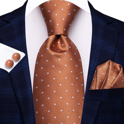Image of Hi-Tie Paisley Floral Ties Set for Men Silk Mens Stripes Necktie Pocket Square Cufflinks Set Formal Business