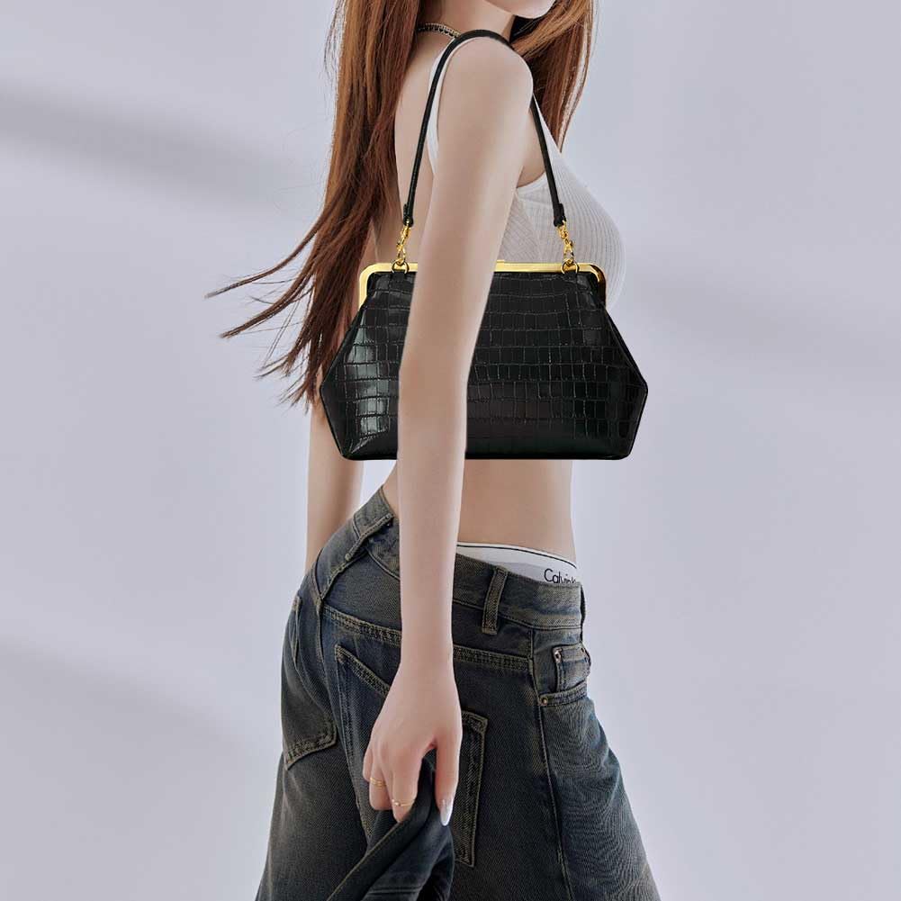 Bolso de mujer vintage estilo clásico con asa superior de PU, gran capacidad, cierre de beso, bandolera desmontable para viajes, compras, trabajo, fiesta y uso diario