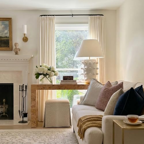 Image of TWOPAGES Matte Black French Return Curtain Rod 48 to 84 Inch