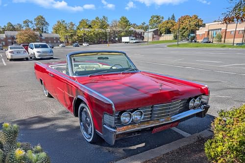 1966 Lincoln Continental Convertible Poster – Classic Red American Luxury