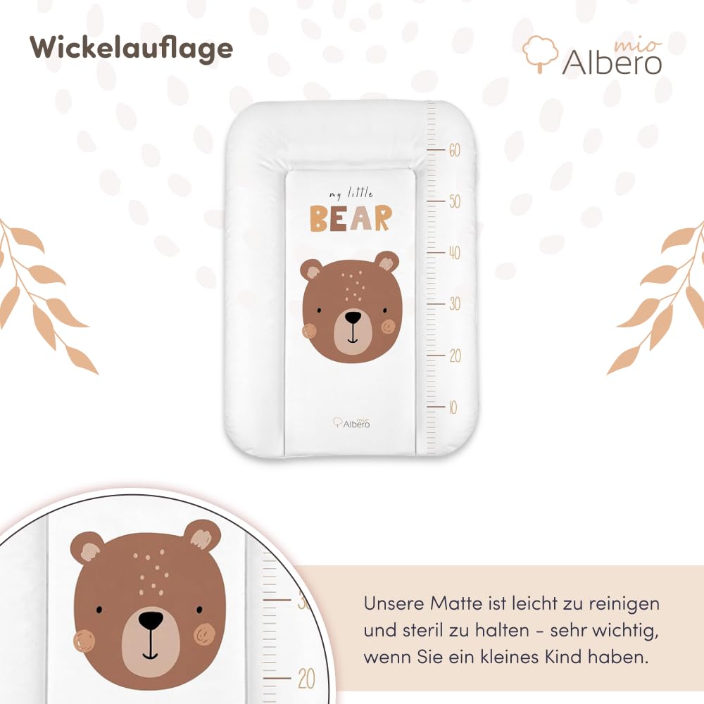 Materassino per fasciatoio, 50 x 70 cm, lavabile, per bambini, in PVC, certificato Öko-Tex (Bear)