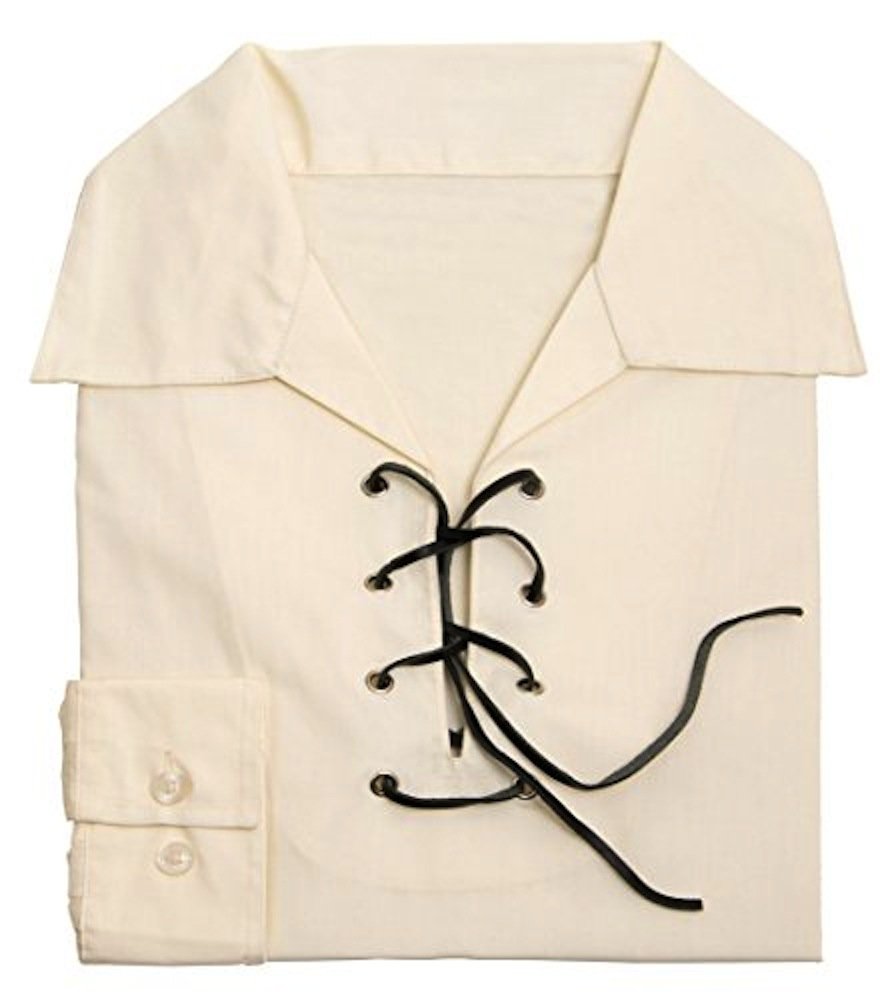 Kilts Wi Hae Deluxe Jacobite Jacobean Ghillie Shirt - Cream/Ecru. Own Brand. Sizes Extra Small to 4XL