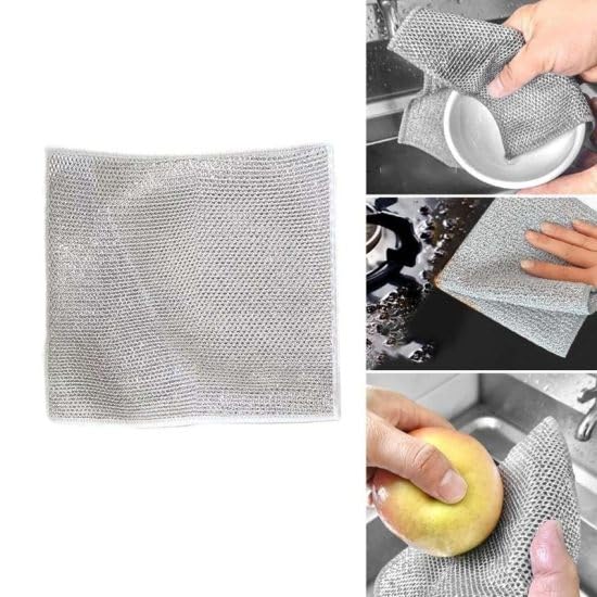 GOPSZOME Dish Wash for Stain Removel Scrubber Stainless Steel Wire Heavy Duty Non-Scratch Scouring Double Sided Scrubbing Pad (Pack of 3). (B0CZHFRTS4) Amazon Price History, Amazon Price Tracker