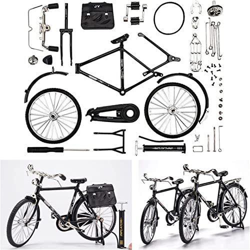 Image of Vucootli 2023 DIY Retro Bicycle Model Ornament for Kids, 1:10 Simulation Mini Bicycle Model Scale Kit with Inflator and Briefcase, Finger Bike Models Toys, Creative Iron Art Tabletop Ornament Toys