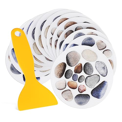 NOLITOY 12Sheets Non Slip Shower Stickers Decorative Adhesive Stone Bathtub Decals for Enhanced Safety and Style Easy Installation for Smooth Surfaces