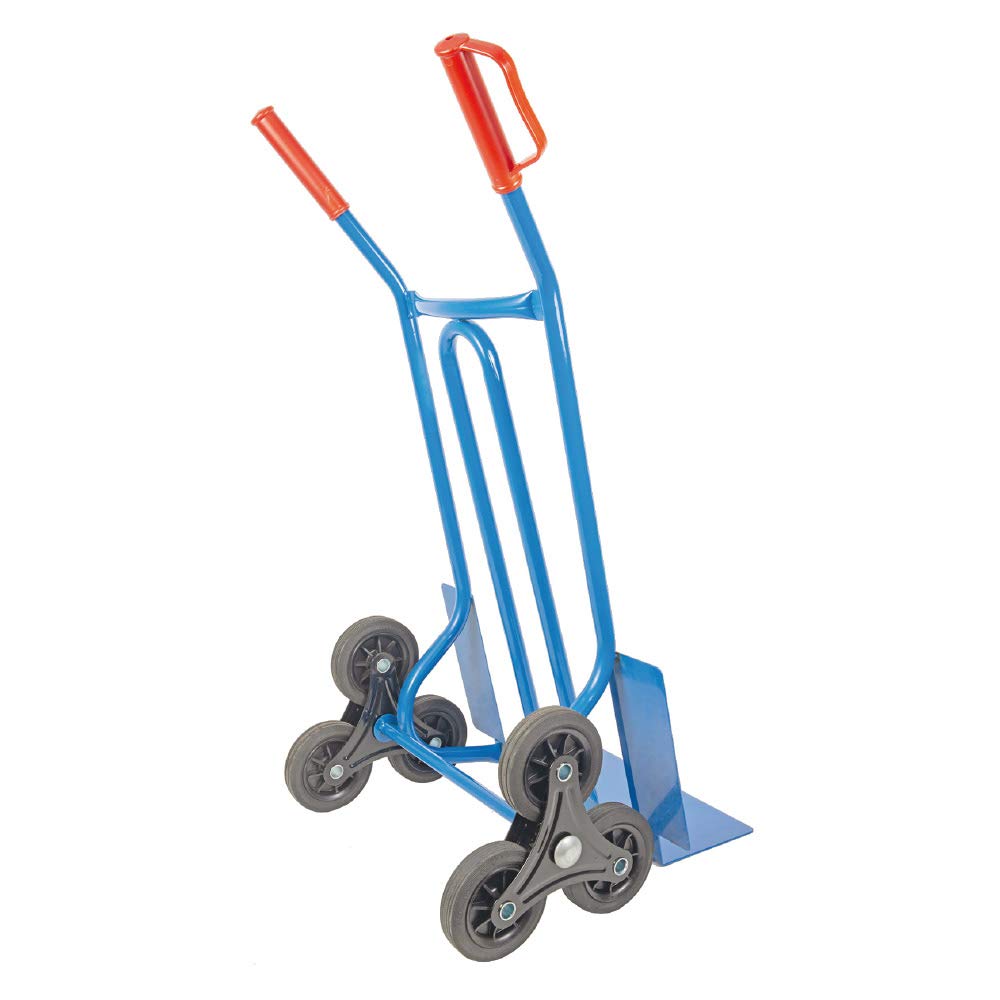 Trestles Profi Sackkarre Treppensteiger S01HS blau 250kg Sackkarren Sackkarre Vollgummireifen Sternräder Transportkarre Treppensackkarre Treppenkarre | Stahl | große Schaufel | Sicherheitsgriffe