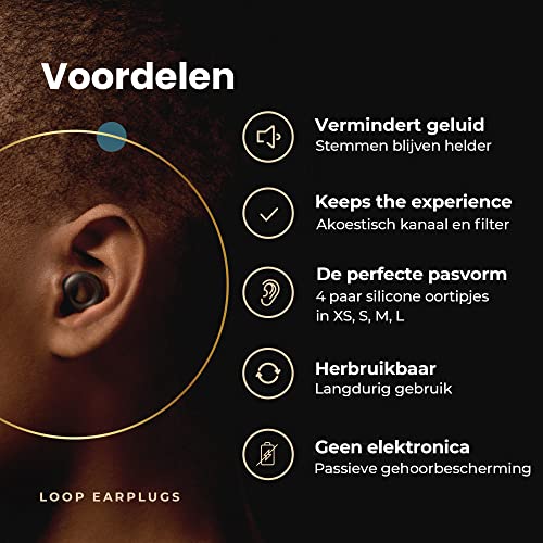 Loop Experience Oordoppen - Zachte, Herbruikbare Gehoorbescherming in Silicone + 8 Ear Tips in XS/S/M/L - 18dB Geluidsvermindering - voor Concerten, Muziek, Concentratie, Focus & Motorrijden - Zwart - Image 6