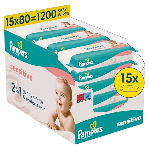 Pampers Sensitive Feuchttücher 15 Packungen mit Aloe Vera