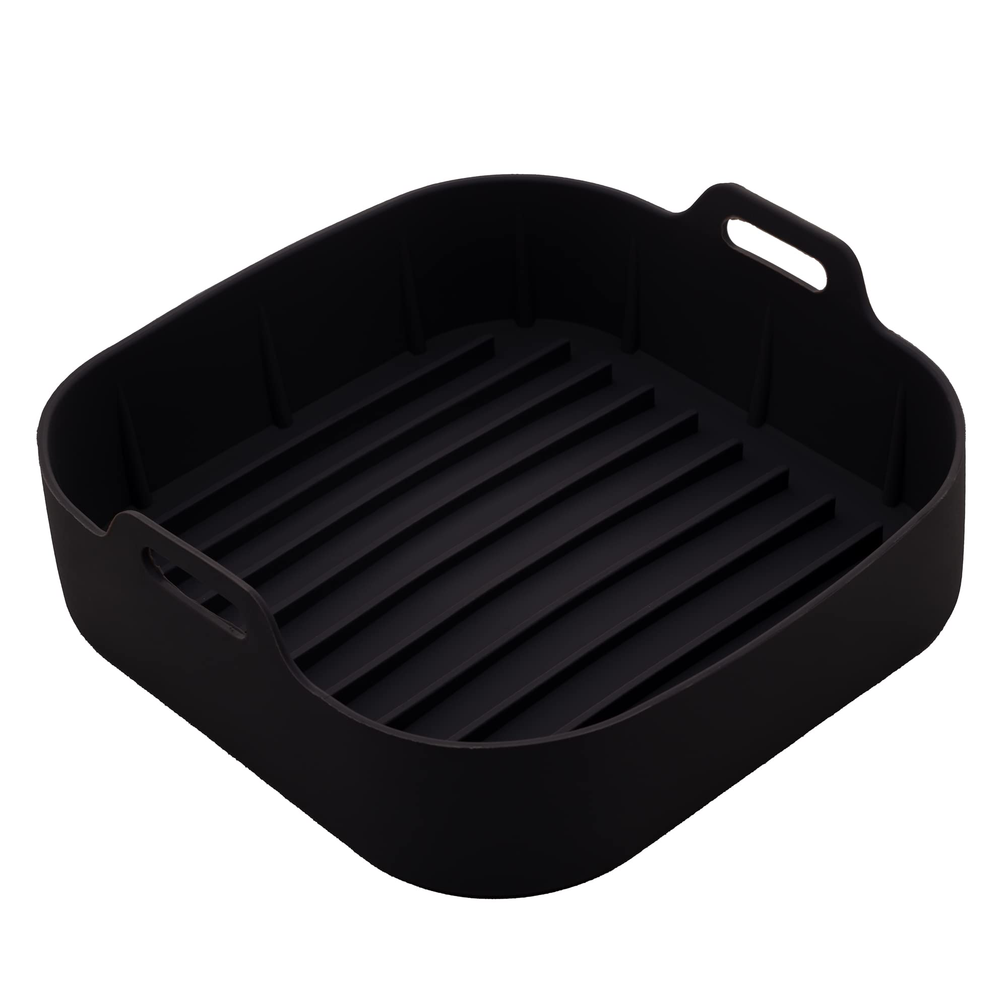 LYOR - Forma Quadrada de Silicone para Air Fryer Preta 20Cm x 7Cm